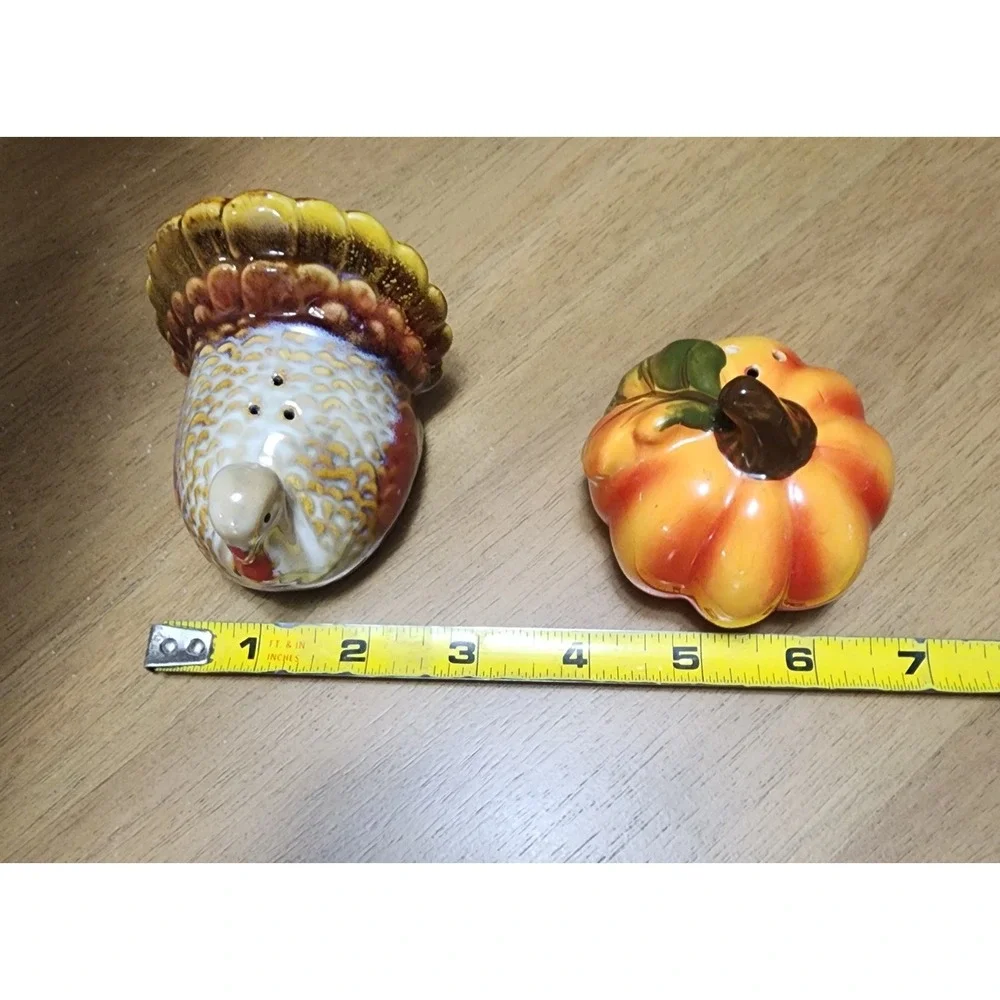 Thanksgiving Fall Salt And Pepper Shaker Turkey Pumpkin Ceramic Set